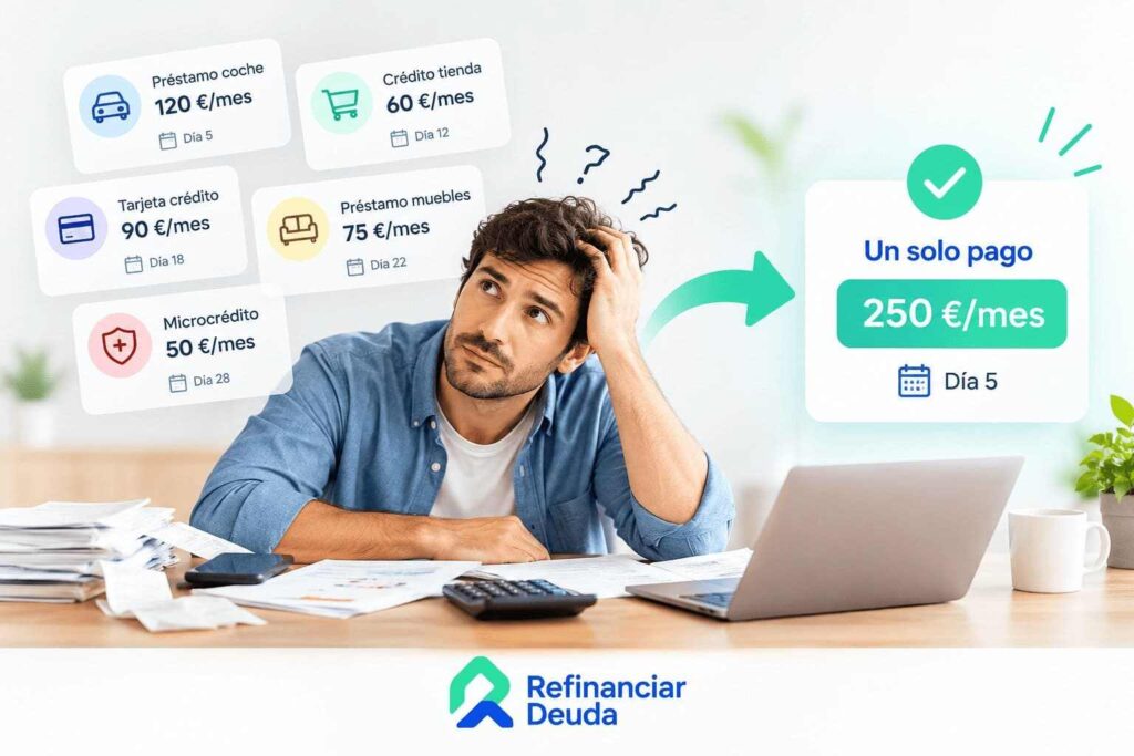 Chico pensando en Demasiados préstamos pequeños
