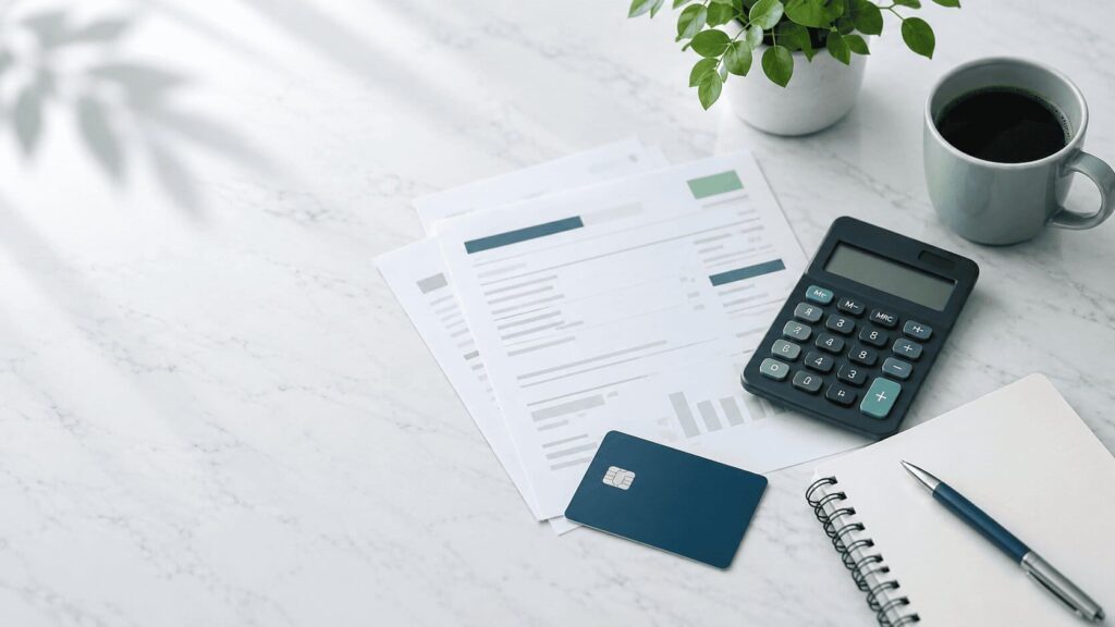 Mesa con información financiera